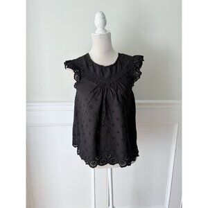 Sanctuary Black Pointelle Blouse XS Excellent Condition